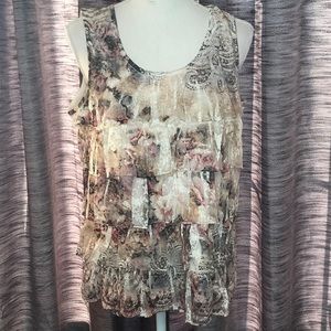 dressbarn LARGE RUFFLED SLEEVELESS BLOUSE